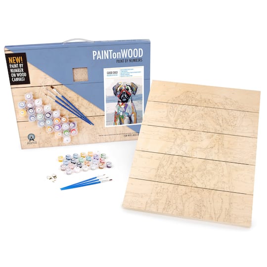 Abroli Large Good Dog Paint On Wood by Number Kit